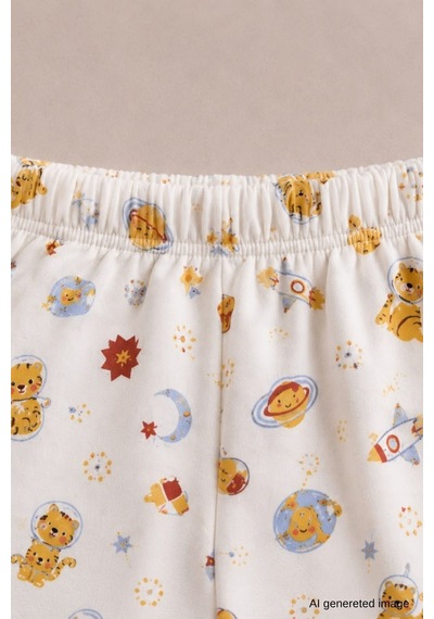 Erkek Çocuk Yeni Sezon Pamuklu Desenli Pijama Takım Tkm1022 Krem