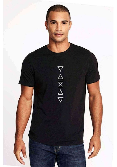The Witcher Signs Dikey Baskılı Siyah Erkek Tshirt