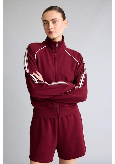 Defacto Standart Fıt Dik Yaka Fermuarlı Spor Hırka H2046ax26aubr115 Bordo-br115