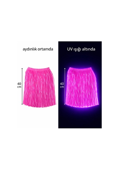 Neon Pembe Hawaii Parti Eteği 40 Cm