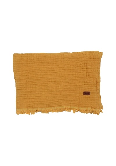 Unisex Sarı Püsküllü 4 Kat Battaniye 80x120 Çok Renkli