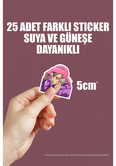 Jojo No Kimyou Na Bouken Part 5 Anime Telefon Laptop Yapışkanlı Folyo Sticker Paketi 25 Adet Çok Renkli