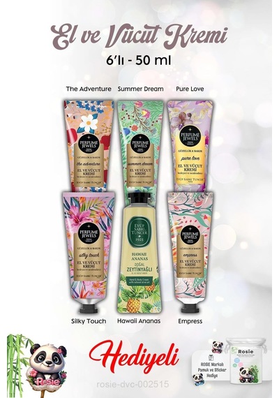 Hawaii Ananas, Silky Touch, Pure Love, Summer Dream, The Adventure, Empress 50 Ml El Kremi 6'lı Ve Rosie