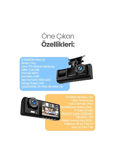 Micro Araç İçi Ön Ve Arka Kamera,video Kayıt Gece Görüş,yüksek Çözünürlüklü Kamera