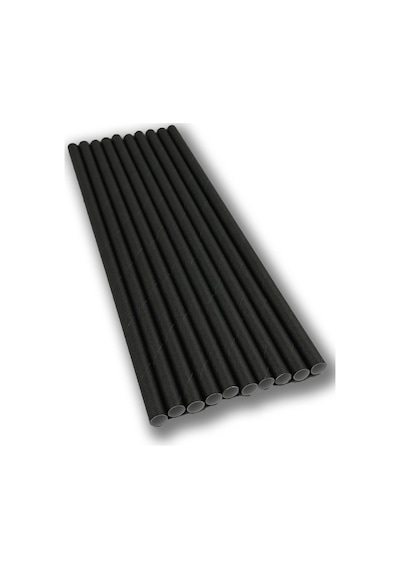 Kağıt Kaplı Siyah Kağıt Pipet 500 Adet