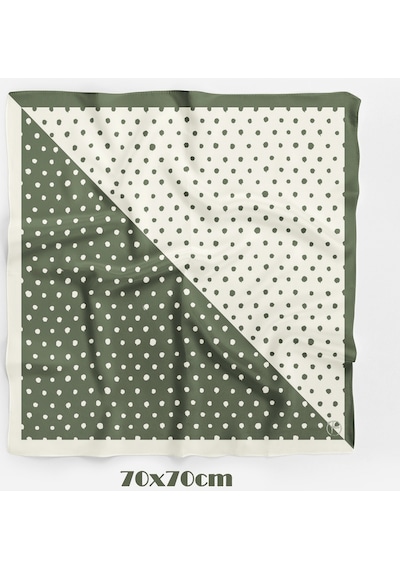 İkilem Puantiye Desen 70 70cm Bandana/fular Yeşil