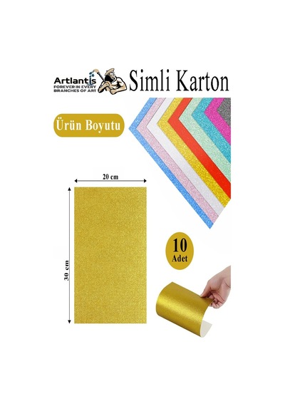 Simli Karton A4 20x30 Cm 10 Renk 1 Paket 10 Lu Simli Karton Parıltılı Kağıt Anasınıfı Kreş Etkinlik Proje Dekoratif