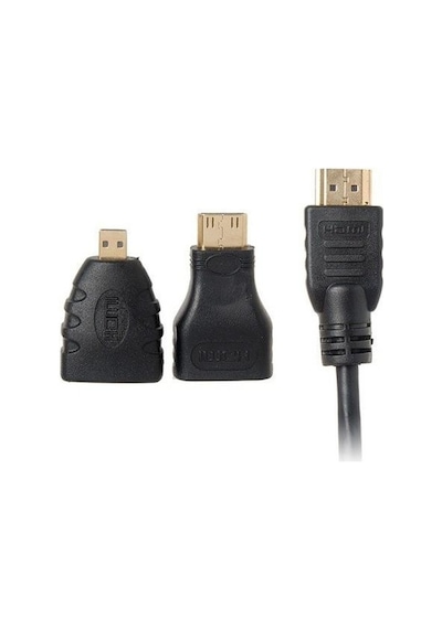 Alfais 4699 1.5 m 1.4V HDMI Kablo + Mini Micro Uç 3in1 Çevirici Dönüştürücü Adaptör Kablosu