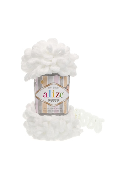 Alize Puffy 55 Beyaz El Örgü İpi 5 Adet