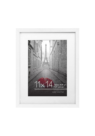 11x14, 1 Pack, White - 28cm X 36cm White Wood Picture Frame With Glass Front Made To Display Pictures 20cm X 25cm With Mat Or 28cm X 36cm Without Mat Hanging Hardware Included
