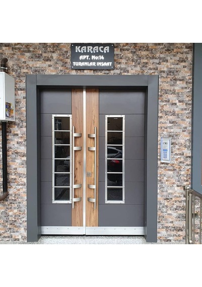 Çelik Kapı Modelleri Antrasit Saruhan Düz Model Bina Kapısı Sağ