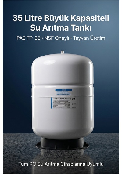 Pae Tp-35 Su Arıtma Tankı 35 Litre 9.2 Galon Nsf Onaylı Metal Çelik Basınçlı Depo Tayvan Üretim