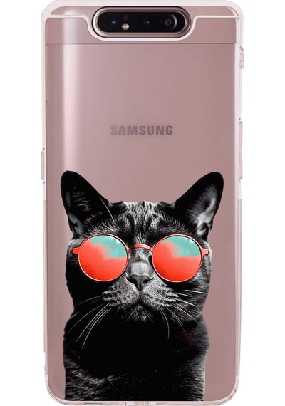 Galaxy A80 İle Uyumlu Kedi 3 Kamera Korumalı Şeffaf Kılıf Şeffaf