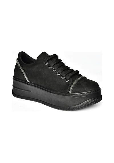 Fox Shoes R274217502 Siyah Süet Kalın Tabanlı Spor Ayakkabı Sneakers Siyah