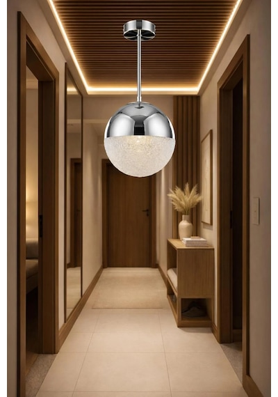Bohem Aydınlatma Tavana Sıfır Krom 3 Renk Led Modern Top Avize Antre/hol Banyo Avizesi Krom