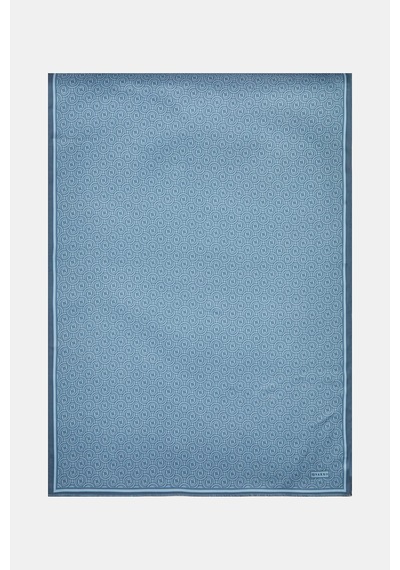 Vakko Twill İpek Şal - Helezon Monogram - Kot Mavi