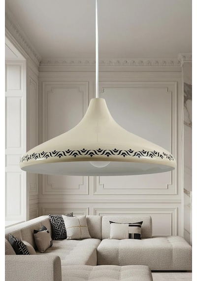 Nova Tulip Metal Sarkıt Avize, Bohem Tavan Lambası Ve Salon Oturma Odası Aydınlatması - Krem - 35 Cm Modern Dek Genel