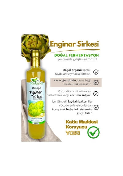 Enginar Sirkesi 500 Ml - Organik Doğal Fermantasyon