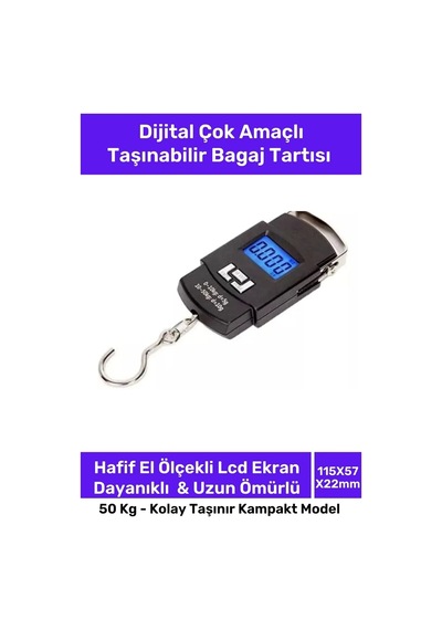Seyahat Bavul Ağırlık Tartı Dijital Çok Amaçlı Taşınabilir Bagaj Tartısı Max 50 Kg Çok Renkli