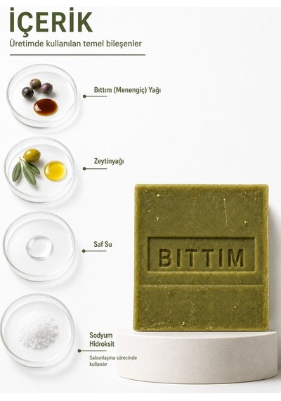 Bıttım Sabunu 4'lü Paket 4 x 120 g Menengiç Yağlı Zeytinyağlı Saç ve Cilt Bakım Sabunu