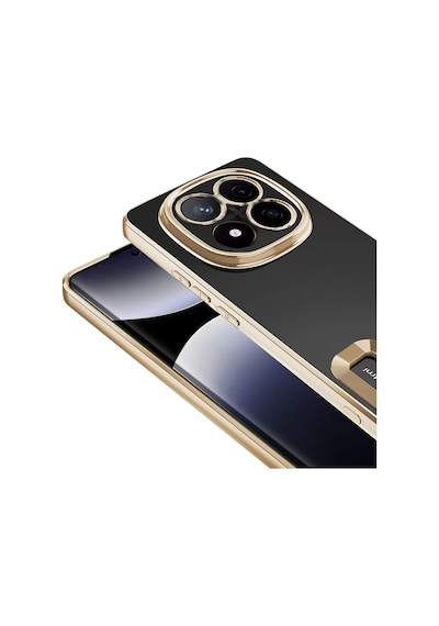 Xiaomi Poco X7 Kılıf Kamera Lens Korumalı Şeffaf Parlak Kenar Logo Açık Omega Kapak Mavi Siyah Gold Çok Renkli