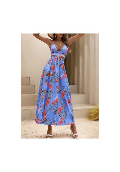 Butik İstanbul Kadın Ip Askılı Boyundan Bağlamalı V Yakalı Yırtmaçlı Uzun Desenli Süprem Elbise Mavi Butik İstanbul Kadın Ip Askılı Boyundan Bağlamalı V Yakalı Yırtmaçlı Uzun Desenli Süprem Elbise Mavi