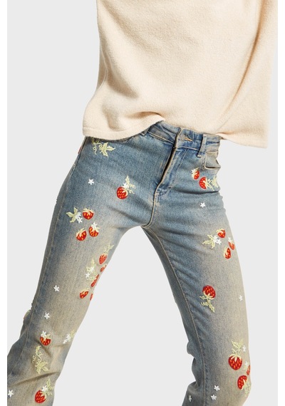 Itsbasic Kadın T.kot Rengi 2w5-32 Flare Fit Likralı Kumaş Çiçek Nakış Desenli Özel Tasarım Denim Jean