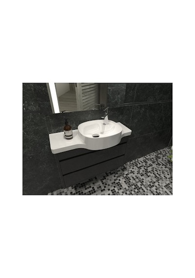 100 Cm Etajerli Lavabo - Sağdan Kullanım Seçeneği 508 Yeşil