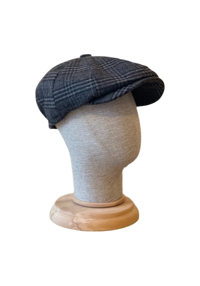 Standart Kışlık Yün Ingiliz Kasket Dökümlü Peaky Blinders Kasket Balıksırtı Kasket Arkası Lastikli Gri Ekose