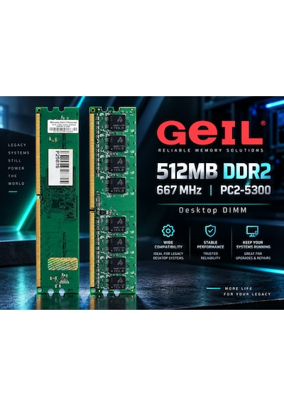 Geıl 512mb Ddr2 667mhz Pc2-5300 240 Pin Masaüstü Ram