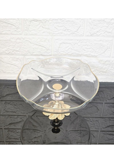Küçük Bölmeli Servis Tabağı Döküm Semerkand Gold Ayaklı & Sunumluk & Kahvaltılık & Çerezlik 25 Cm Beyaz