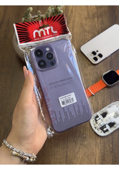 Apple iPhone 14 Pro Max Uyumlu Süper İnce Mat Ultra Thin Silikon Kılıf Mor