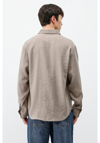 Vamos Modal Kumaş Oversize Gömlek Vizon
