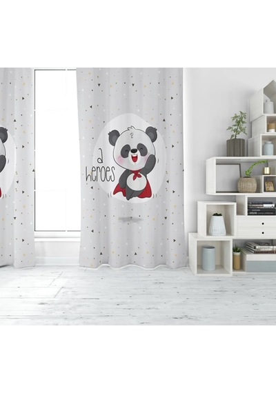 Evsehomes Kahraman Panda Dijital Baskı Tek Kanat Fon Perde