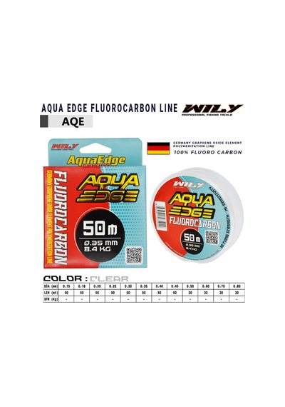 Wily Aqua Edge Fluoro Carbon Line 0,25 - 50 Mt