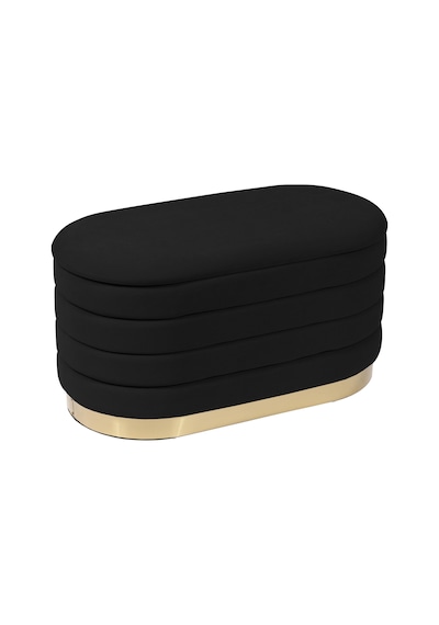 Lungo Long Line Black Puf- 90cm Gold Kaplama Kapitoneli Luxery Pofuduk Oturma Pufu&Makyaj Puff&Bench