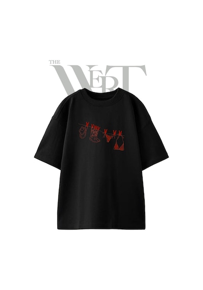Thewert Cowboy Bikini Tasarım Baskılı Ünisex Siyah Oversize T-shirt