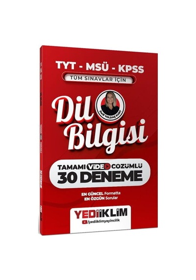 Yediiklim 2027 Tyt-msü-kpss Tüm Sınavlar İçin Dil Bilgisi Tamamı Video Çözümlü 30 Deneme Yediiklim Yayınları