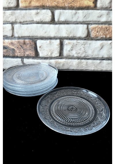 Cam Pasta Tabak-tatlı Tabağı-pasta Tabağı-6 Adet- 15 Cm Şeffaf