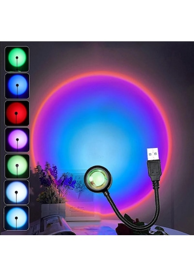 Sge Teknoloji Usb Led 7 Renk 14 Mod Projektör Lambası Fotoğraf Ve Video Çekim Işığı Dekoratif Işık