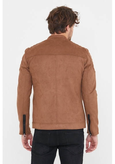 Mero Life Erkek Kahverengi Dar Kesim Süet Ceket Mont-Kahverengi