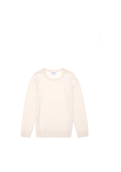 U.S. Polo Assn. Kız Çocuk Krem Bisiklet Yaka Basic Kazak 50288945-VR071