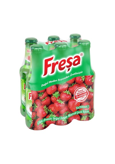 Freşa Çilek Aromalı Doğal Zengin Mineralli Gazlı İçecek 4'lü 6 x 200 ML