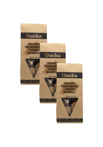 Quoka Glutensiz Rafine Şekersiz Tahinli Kurabiye 3 x 80 G