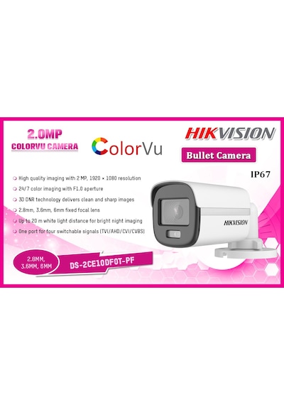 Hikvision Ds-2ce10df0t-pf Geniş Açılı 2.8 Gece Gündüz Renkli