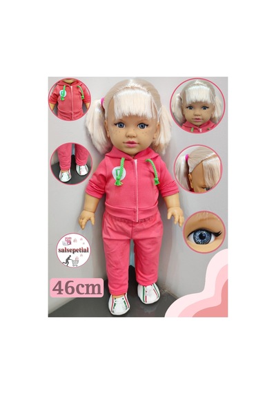 Büyük Boy Et Bebek 46cm Kokulu Kutulu Model Bebek Eşofmanlı Tina Bebek 46cm Pembe