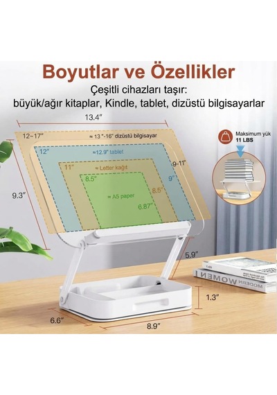 Coverzone Tablet, Notebook Ve Kitap Okuma Standı Organizerli 13-16 İnç R22h 1