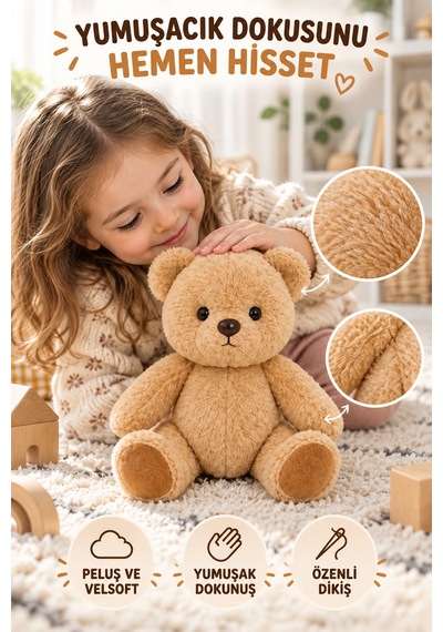23 Cm Hareketli Ayı Peluş Oyuncak Kahverengi Oynar Baş Kol Bacak Yumuşak Sevimli Ayıcık Oyun Arkadaşı
