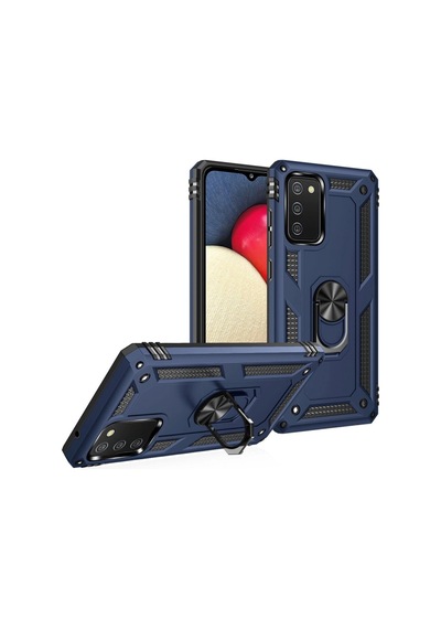 Samsung Samsung Uyumlu Galaxy A02s Kılıf Sofya Yüzüklü Silikon Kapak - Lacivert