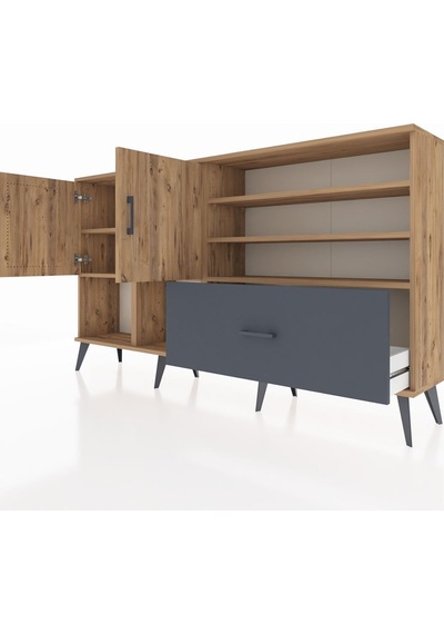 Arges Konsol 7 Raflı Tek Çekmeceli 2 Kapaklı 176x30x99 Çam-çam/antrasit Atlas Çam/antrasıt - Atlas Çam Arges Konsol 7 Raflı Tek Çekmeceli 2 Kapaklı 176x30x99 Çam-çam/antrasit Atlas Çam/antrasıt - Atlas Çam